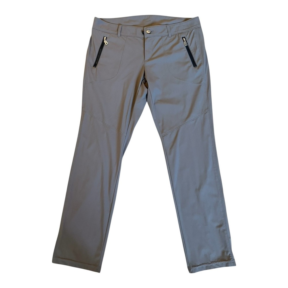 Bogner Women's Sz 10 Gray Stretch Pants Embroidered Pocket Zip Skinny Unlined